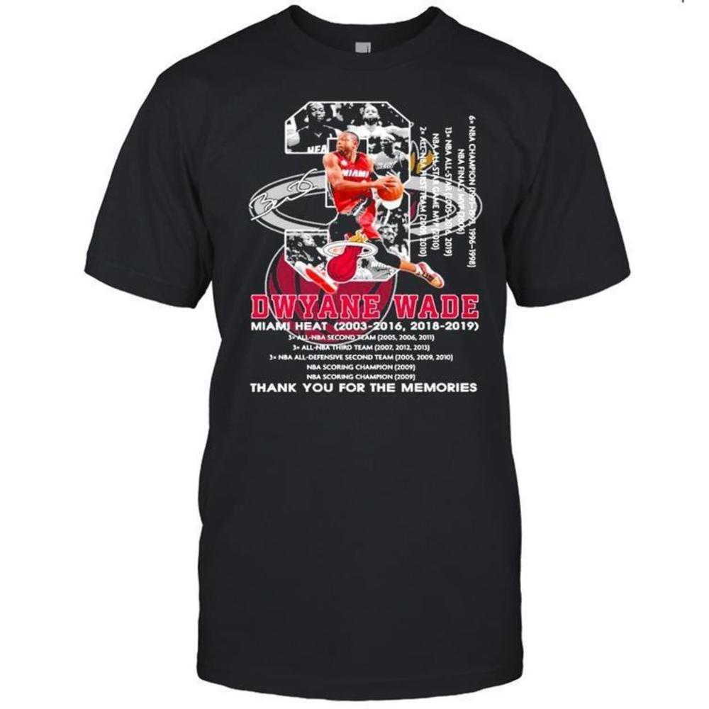 3 Dwyane Wade Miami Heat 2003 2016 2018 2012 Thank You For The Memories Shirt
